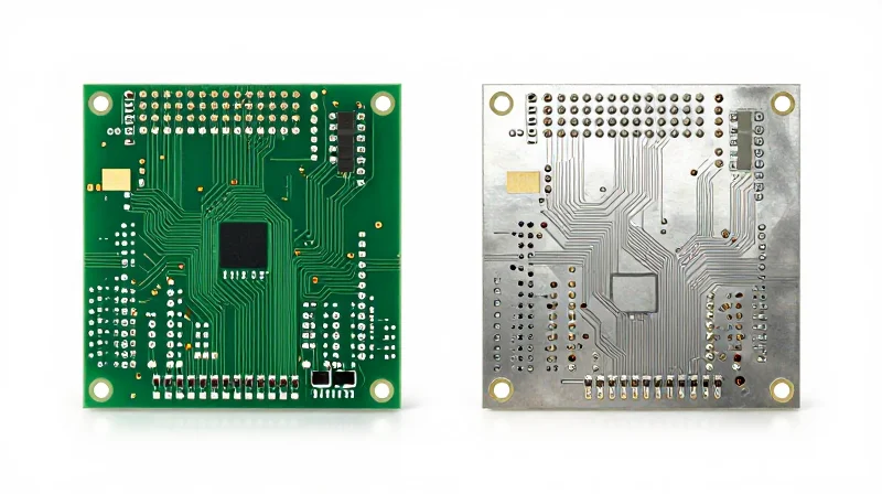 Side-by-side comparison of aluminum PCB and FR-4 circuit boards