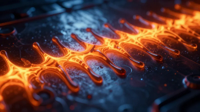 Abstract representation of thermal heat distribution on a circuit board surface