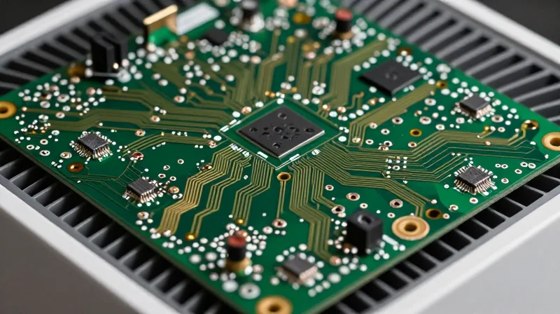 A close-up view of a complex electronic printed circuit board assembly powering an air purification unit.