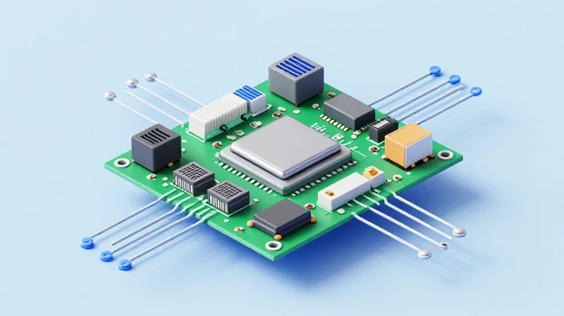 A detailed 3D isometric view of an electronic controller board for an air purifier with modular components