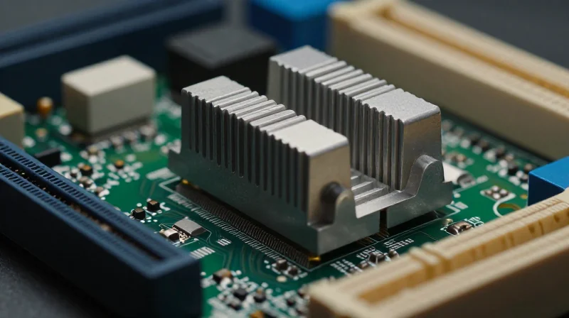 Conceptual visualization of thermal heat dissipation on a high-performance PCBA