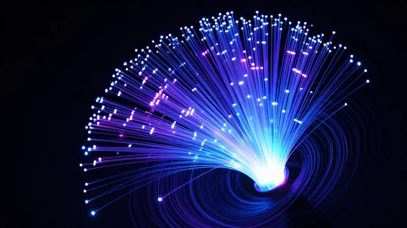 Abstract representation of data streaming from devices to a cloud network.