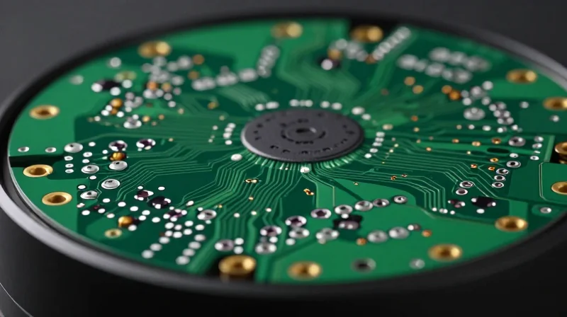 A close-up of a high-tech printed circuit board assembly inside a robotic cleaner, showcasing intricate electronic components and quality craftsmanship.