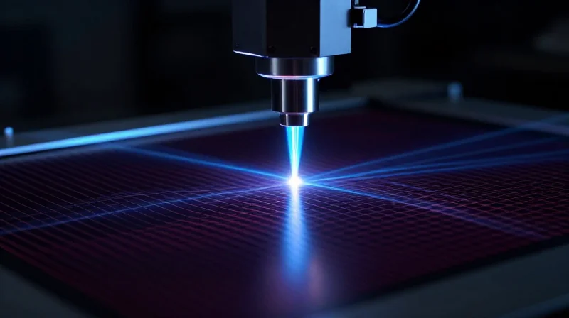 Abstract representation of high-tech manufacturing quality control inspection