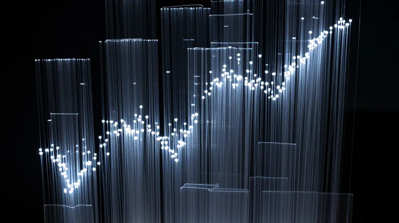 Conceptual visualization of streamlined signal paths running through a multi-layered high-density interconnect board.