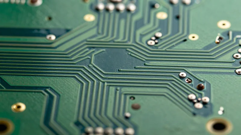 Visual representation of precision impedance control in a circuit board, showing clean paths and interference protection.