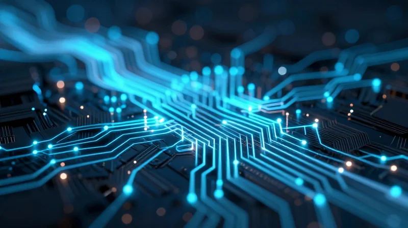 Data throughput concept showing clean fiber optic streams