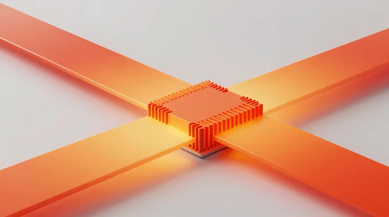 Abstract representation of heat dissipation and airflow through a compact electronic device.