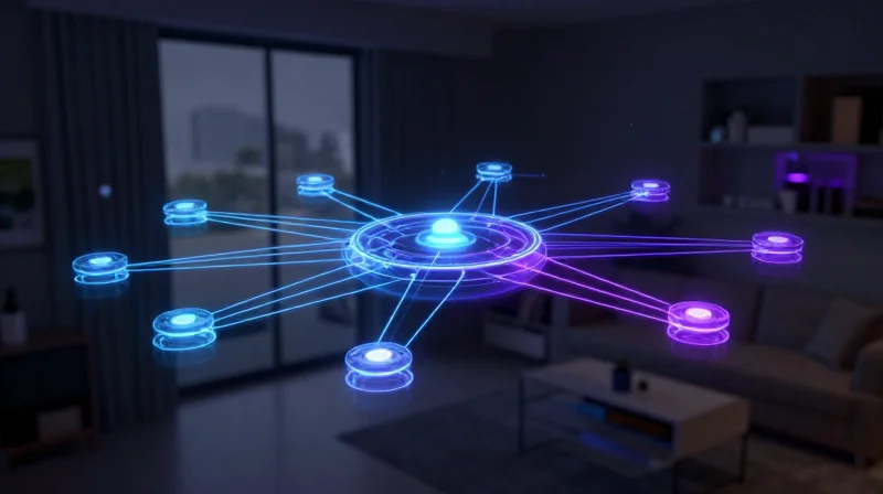 A modern smart home ecosystem with various interconnected devices