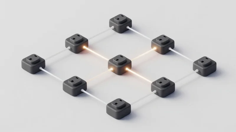 Isometric 3D view of a mesh network of smart devices