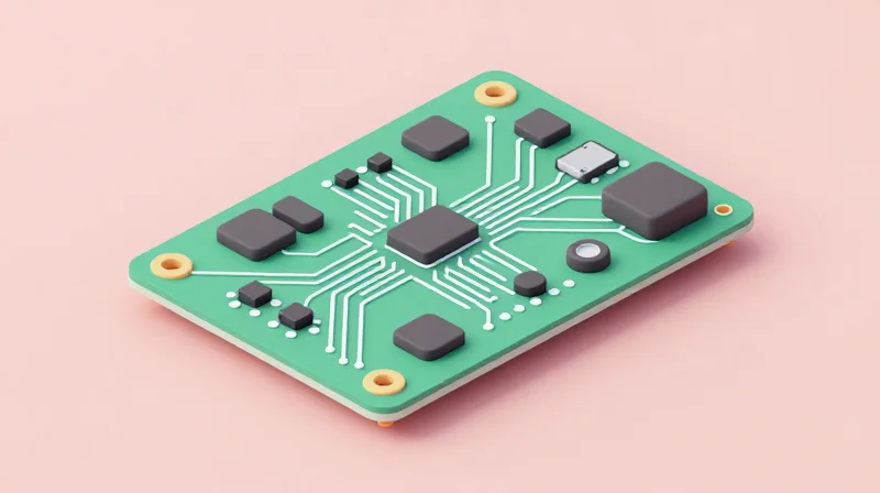 A 3D isometric view of a high-efficiency printed circuit board