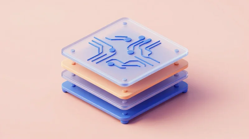 Isometric view of a complex multi-layer PCB structure