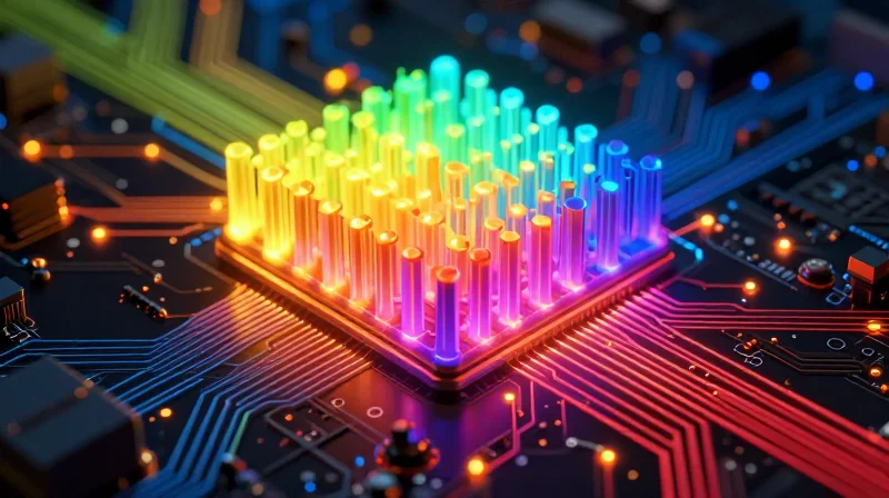 Abstract representation of heat dissipation on a circuit board