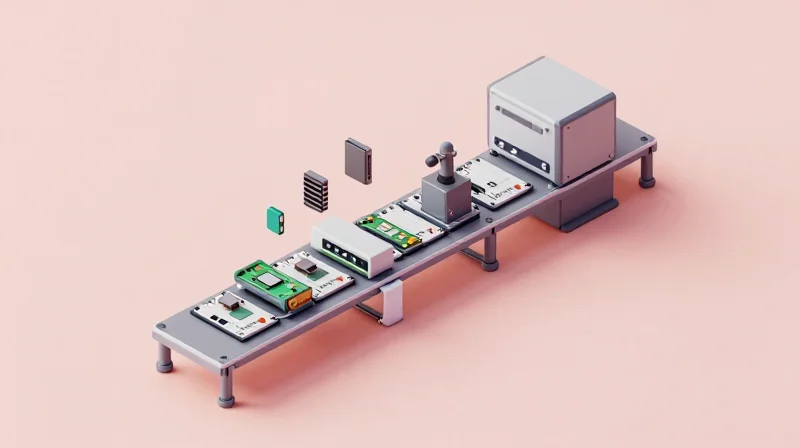 Isometric view of a streamlined high-density manufacturing system