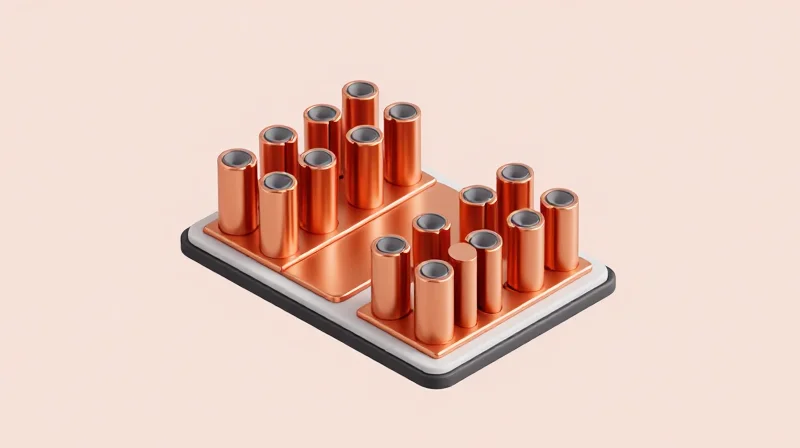 Isometric 3D model showing thermal via arrays and heat dissipation paths