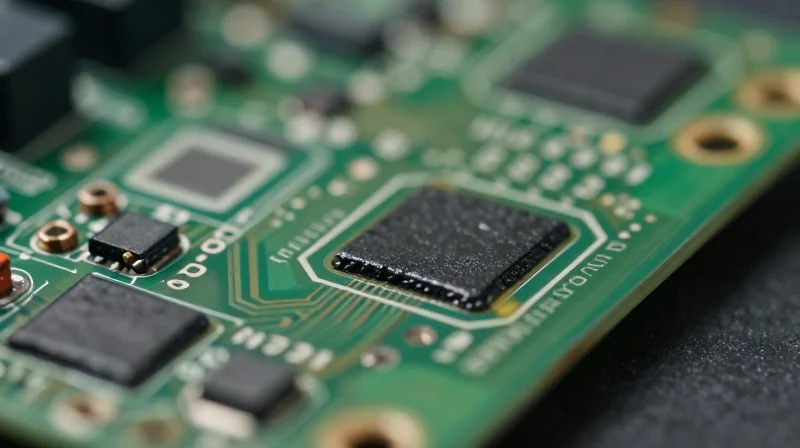 Macro close-up shot of a rugged, weather-sealed circuit board module in an outdoor setting.