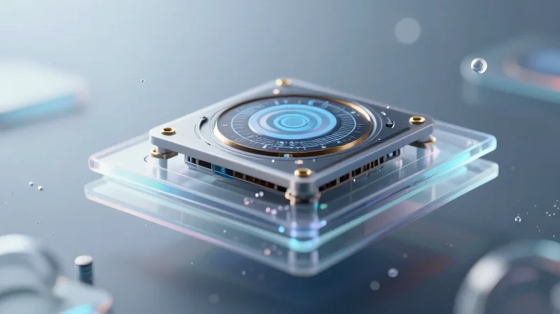 Conceptual 3D representation of balancing GPS sensor components with water sealing layers.