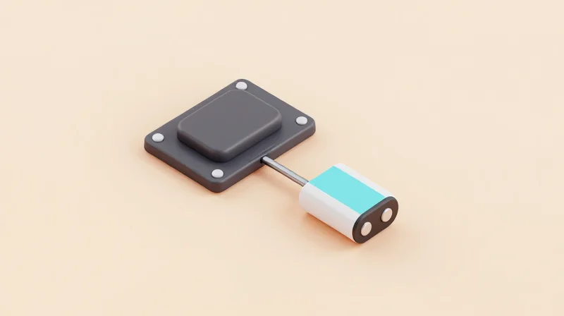 Isometric view of a small battery management system integrated into a compact electronic module.