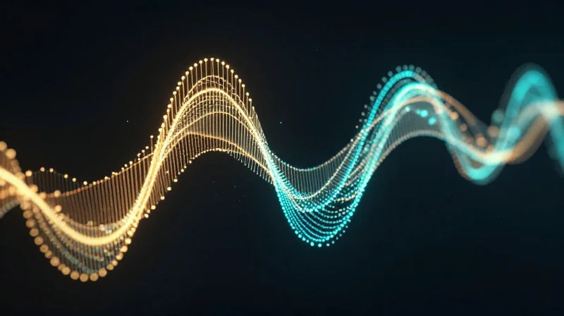 Abstract conceptual visualization of high-resolution digital signal conversion.