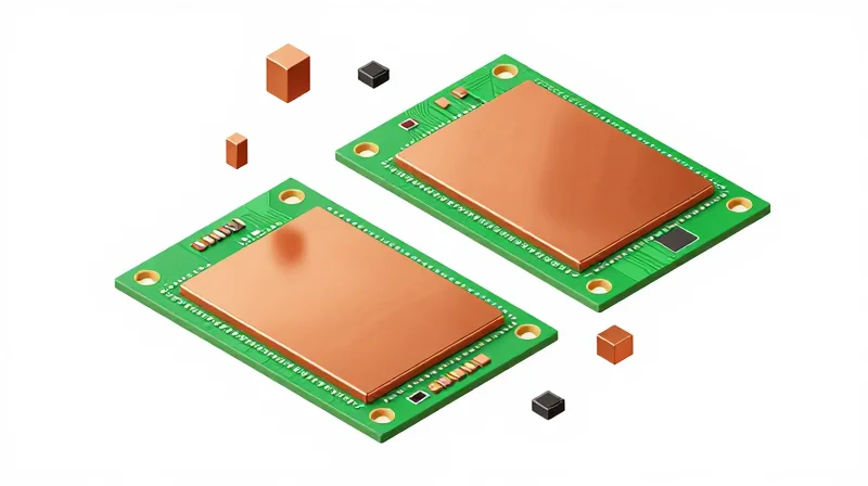 Isometric 3D view of a circuit board showing split plane isolation and ground layers.