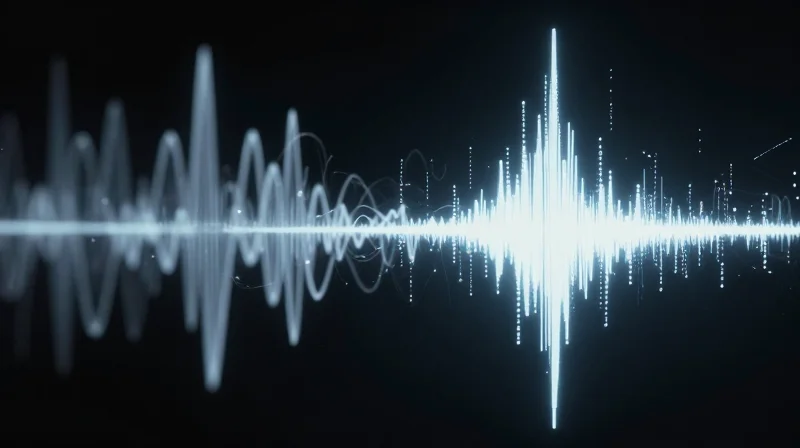 Abstract representation of signal transition from messy analog waveforms to clean, ordered digital data pulses