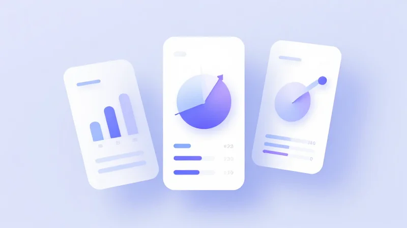 Abstract dashboard interface showing high-tech quality monitoring with glassmorphism effect