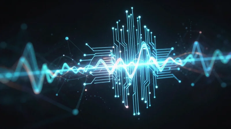 An abstract visualization of electromagnetic field simulation for electronics.