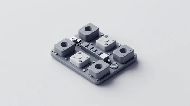 Conceptual 3D rendering of durable materials used in harsh industrial conditions for PLC hardware.