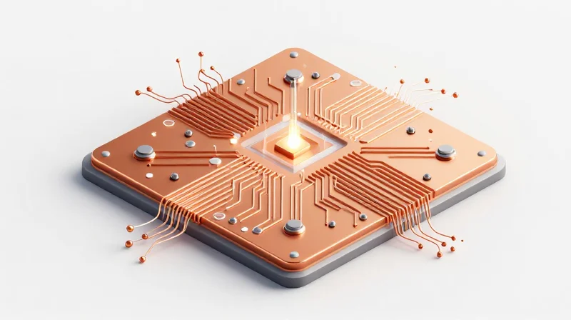 Isometric view of a multi-layer circuit board showing copper ground planes and return paths