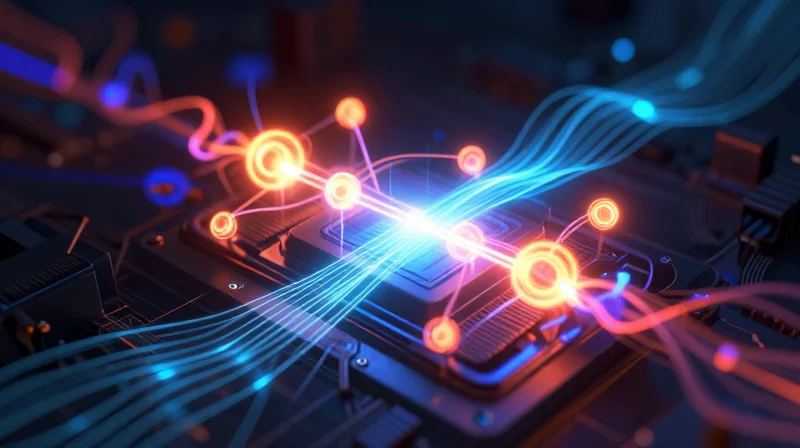 Abstract representation of heat dissipation in electronic components