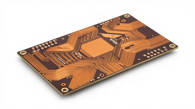 Macro view of a thick copper layer PCB showing high-amperage traces.