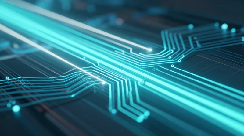 Abstract representation of high-speed electronic signal transmission