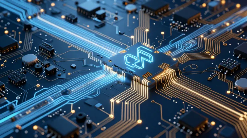 Conceptual illustration of industrial RFID hardware design with focus on signal flow