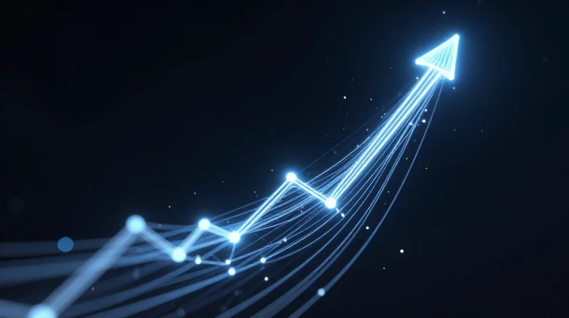 Abstract digital graph showing upward growth of industrial reliability metrics.