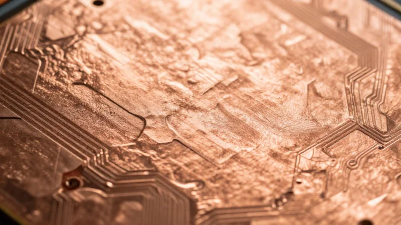 Selecting the Right Copper Foil Profile Extreme close-up of a copper foil surface texture on a PCB laminate