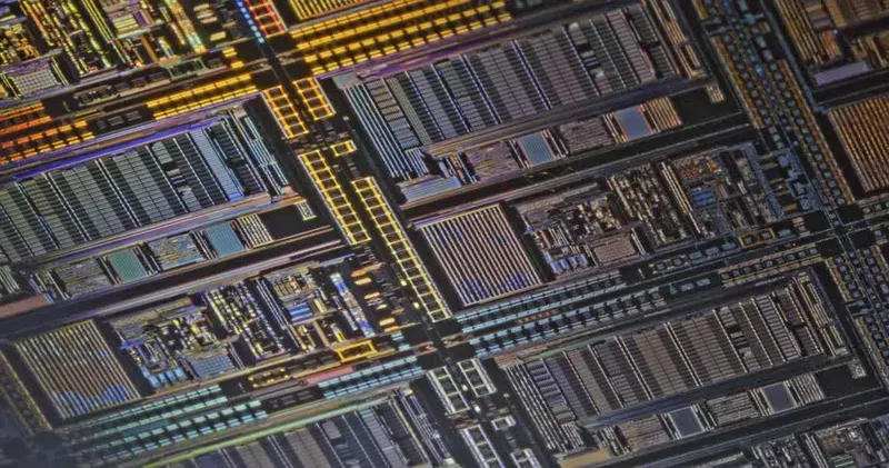 A close-up view of an encrypted chip