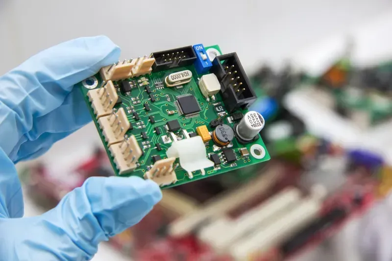 An engineer working on the design of a medical PCB board