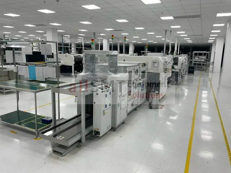 An automated SMT production line assembling electronic components