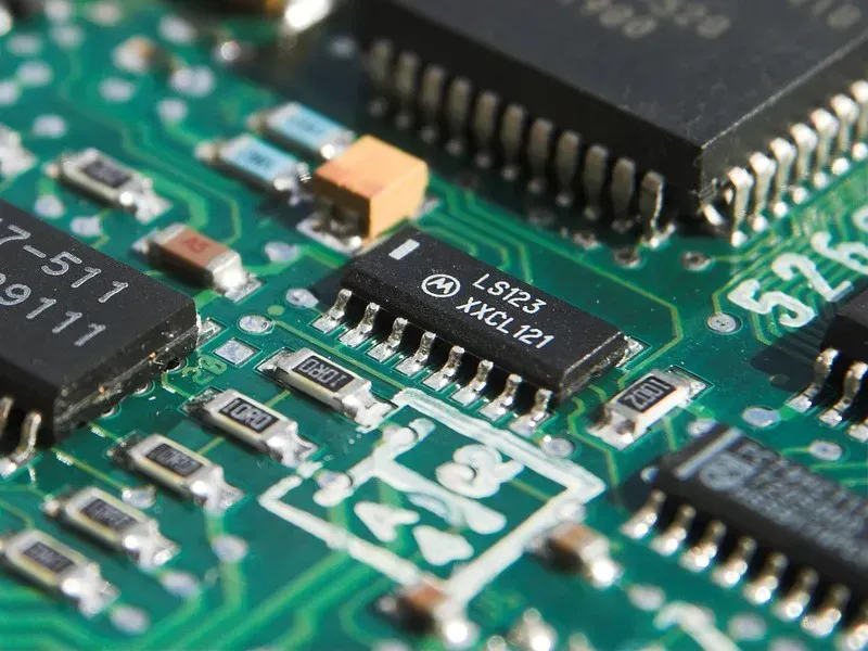 An engineer working on a circuit board design