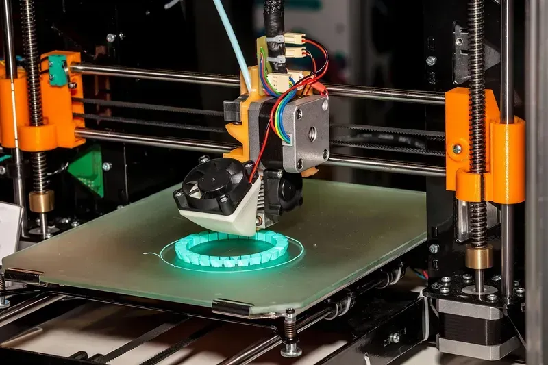 A 3D printer in the process of creating a rapid prototype of a sensor board.