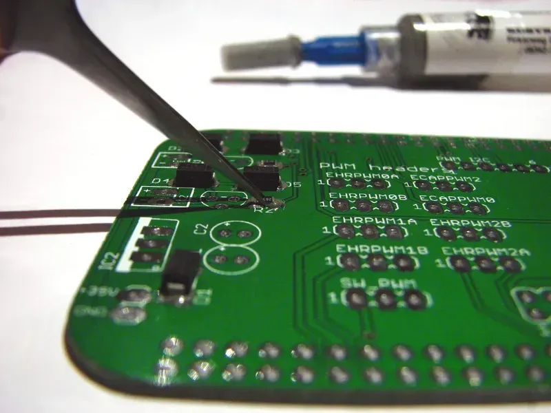 SMT soldering process on a PCB