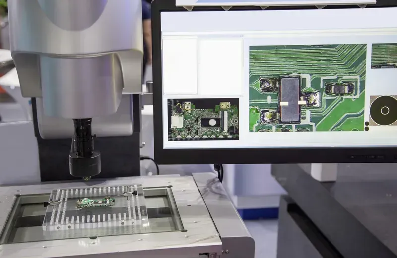 PCB undergoing AOI testing