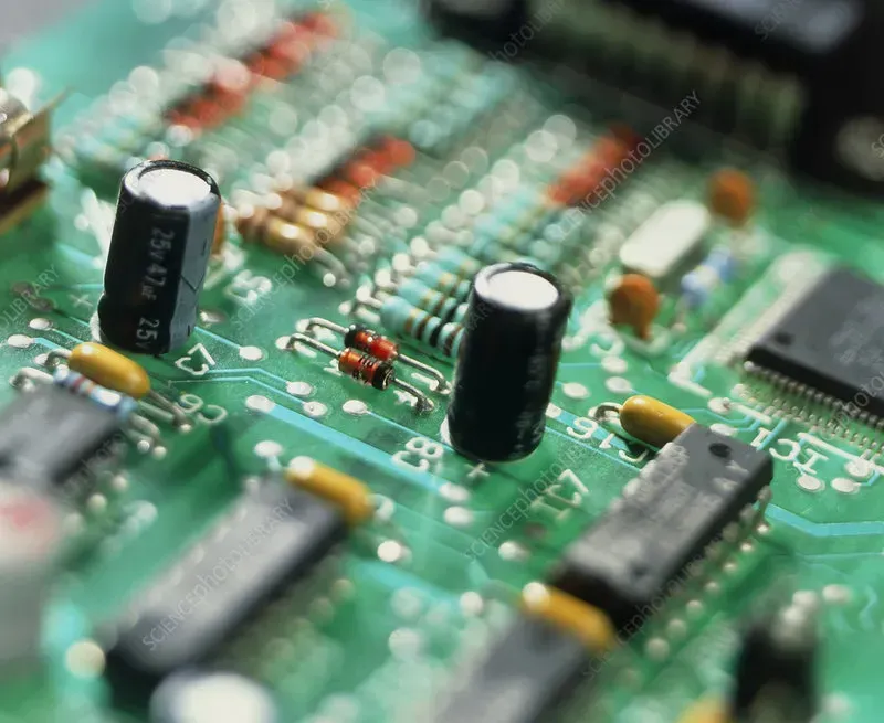 Close-up of PCB board components